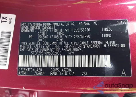 2021 Toyota Highlander Platinum from USA, damaged, VIN 5TDFZRBH0MS062833